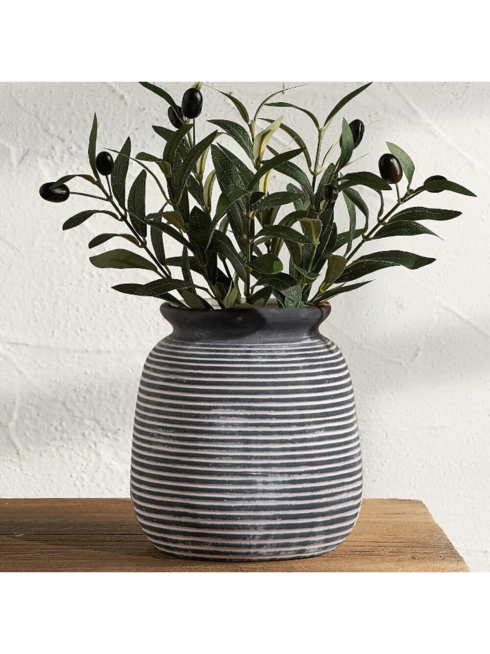 7.48 Ceramic Rustic Flowers Vase Round Wide-Mouth Farmhouse Living Room Decor